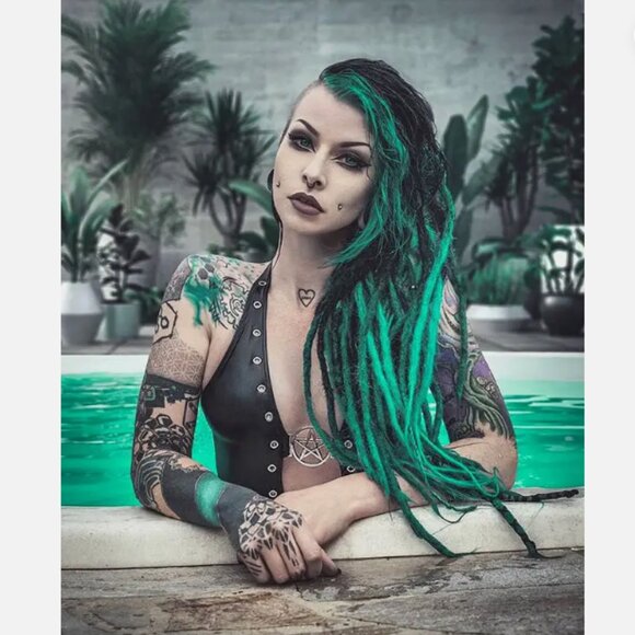 Teal and Black 18 inches Ombre Crochet Synthetic Dreadlocks - Double Ended Set - Picture 2 of 6